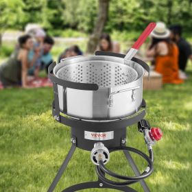 10 Qt Fish And Wing Fryer Aluminum Outdoor Propane Deep Fryer Kit With Basket (Color: Silver) 10 Qt Fish And Wing Fryer Aluminum Outdoor Propane Deep Fryer Kit With Basket (Color: Silver)